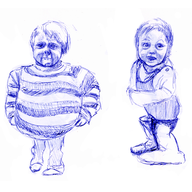 ball point pen on paper, little boy, 2006