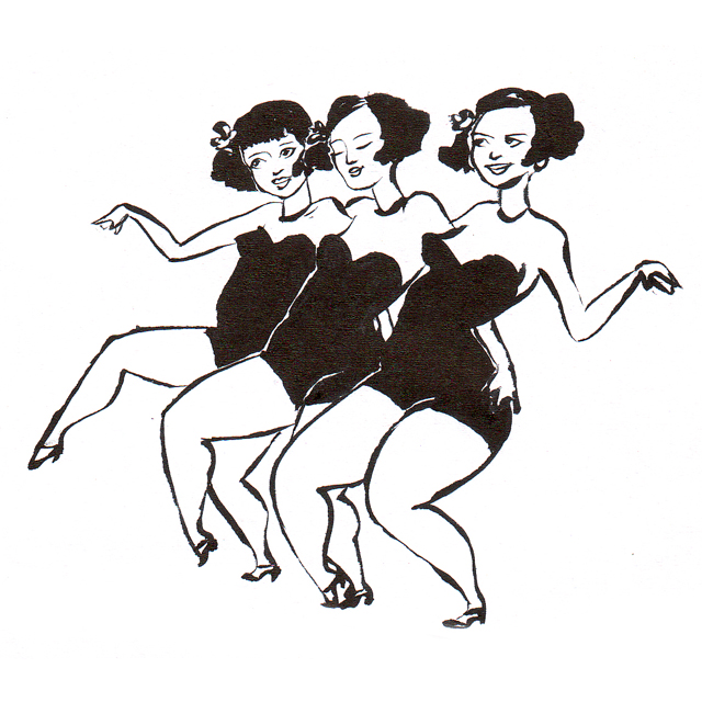 ink on paper, Revue ladies, 2009